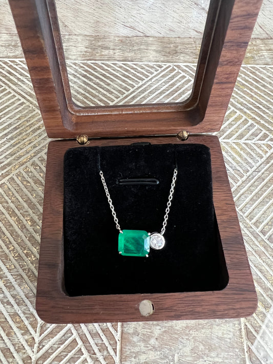Green Stone Pendant with Chain