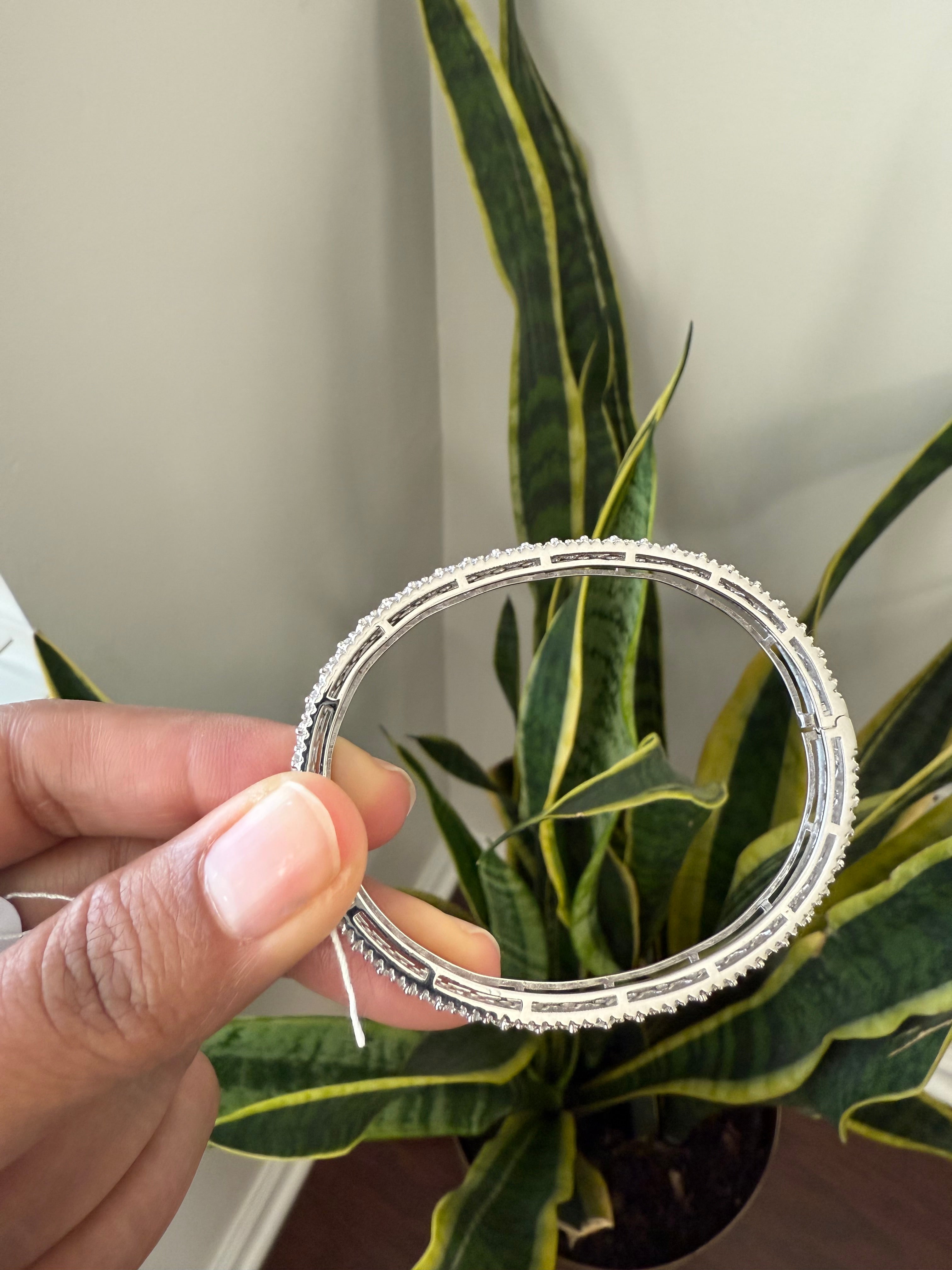 American Diamond Studded Pure 925 Silver Wona Openable Bracelet