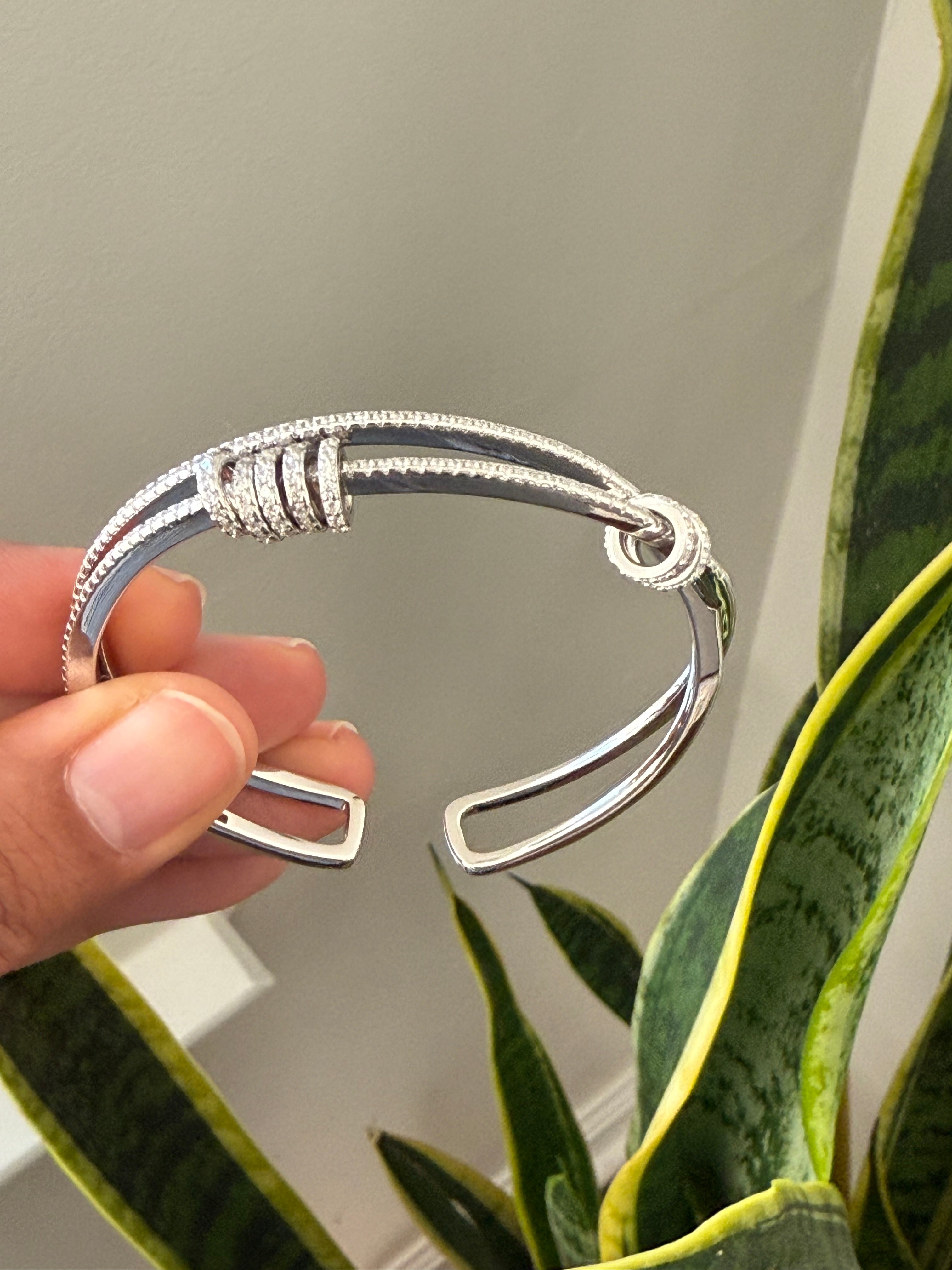 Pure 925 Silver Openable Trinkles Double Band Bracelet