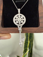 Diamond Studded Key Pendant with Chain on Pure 925 Silver