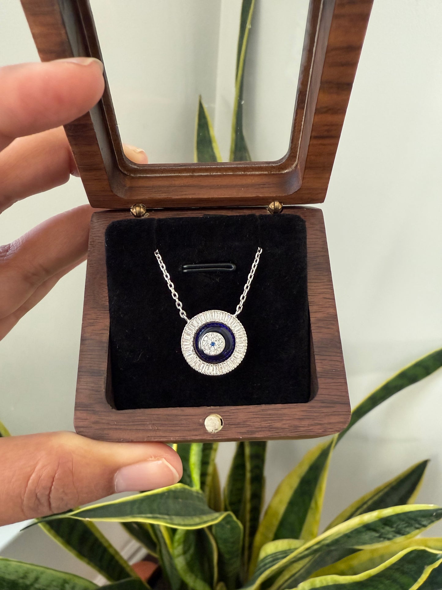 Diamond Studded Evil Eye Pendant with Chain