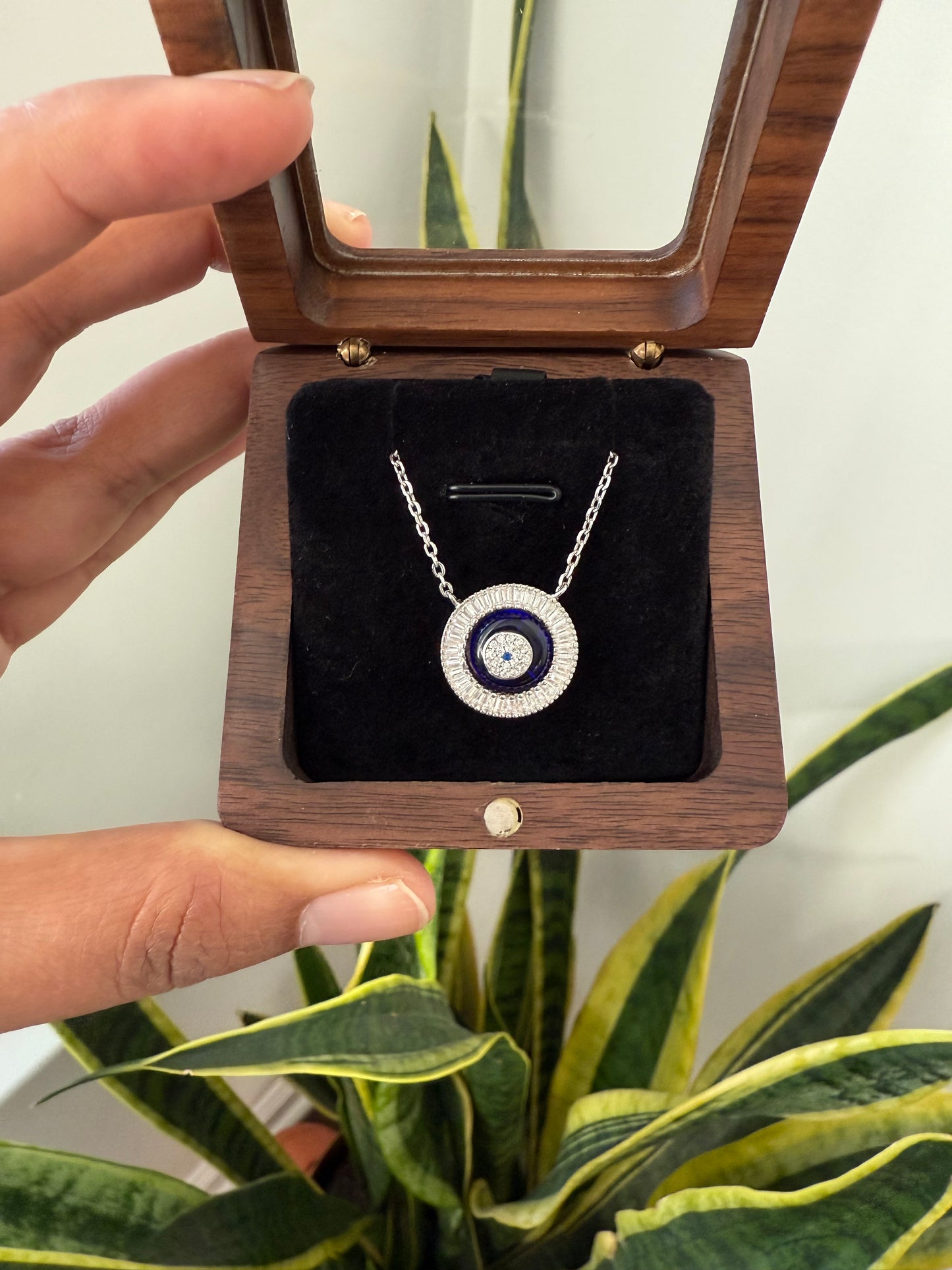 Diamond Studded Evil Eye Pendant with Chain
