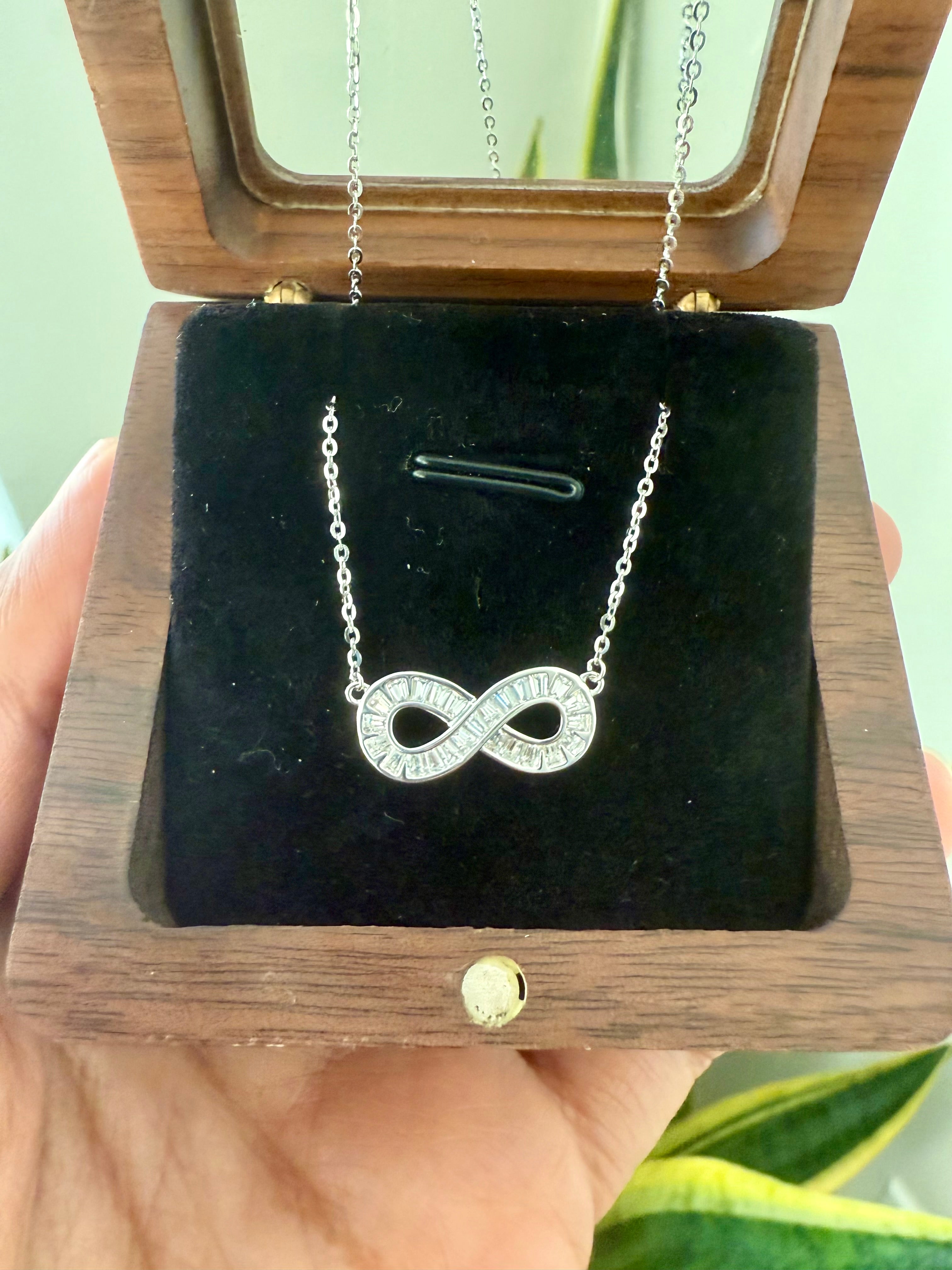 Infinity Pendant in White Gold Finish on pure 925 Silver