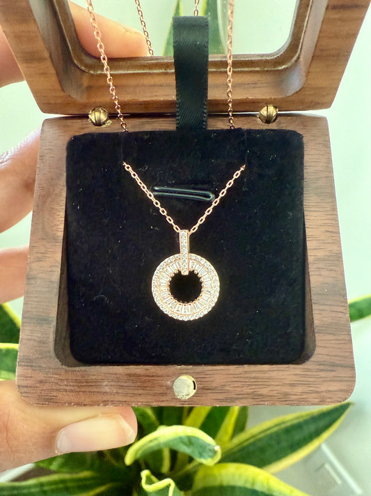 Ring of Love Diamond Pendant with Chain in Rose Gold Finish