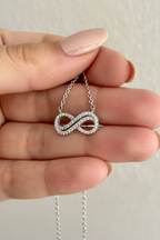 Studded Russell Infinity Pendant with Chain on Pure 925 Silver