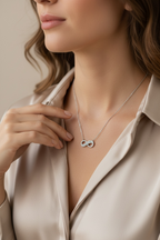 Studded Russell Infinity Pendant with Chain on Pure 925 Silver