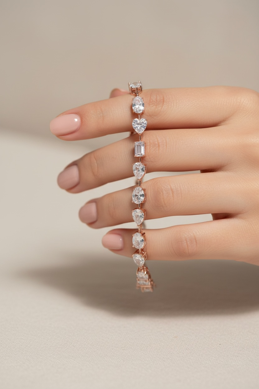 Premium Multi solitaire Oriah Tennis Bracelet on pure 925 Silver