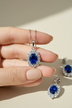 Ultra Premium Hydro Tanzanite Oval Solitaire NILA Pendant Set on Pure 925 Silver