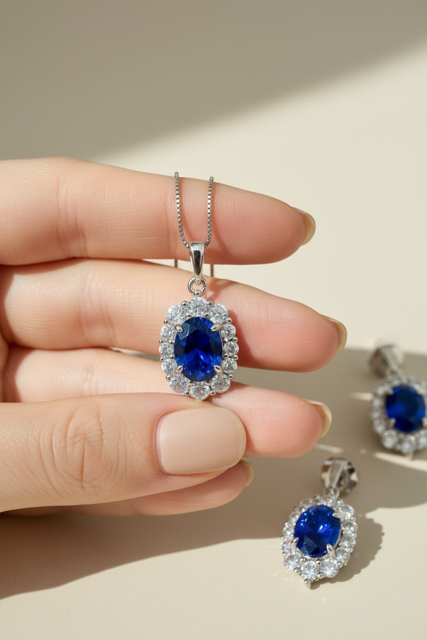 Ultra Premium Hydro Tanzanite Oval Solitaire NILA Pendant Set on Pure 925 Silver