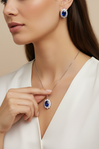 Ultra Premium Hydro Tanzanite Oval Solitaire NILA Pendant Set on Pure 925 Silver