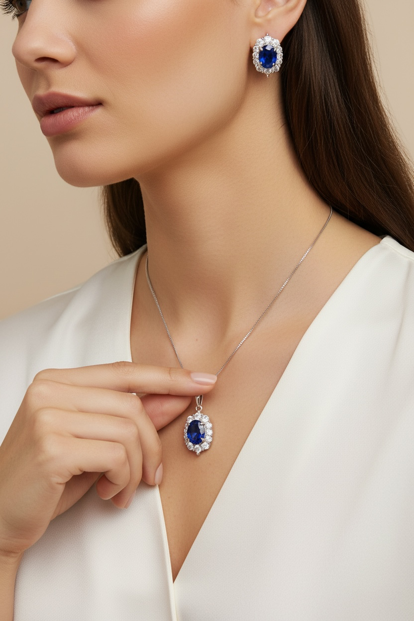 Ultra Premium Hydro Tanzanite Oval Solitaire NILA Pendant Set on Pure 925 Silver