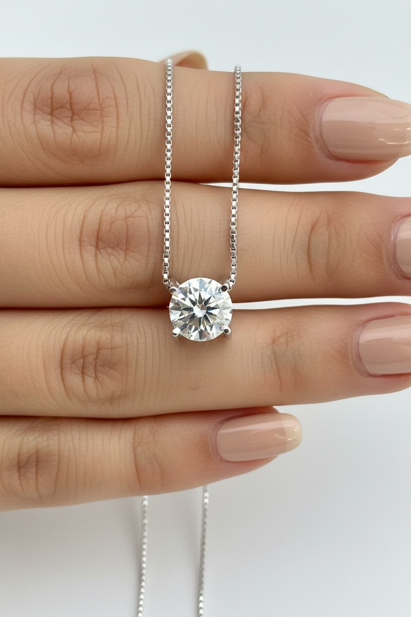 2 Carat Premium C Shaped Italian Vigil Setting Removable Solitaire Pendant on Pure 925 Silver