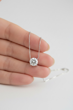 2 Carat Premium C Shaped Italian Vigil Setting Removable Solitaire Pendant on Pure 925 Silver