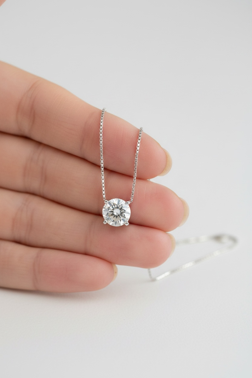 2 Carat Premium C Shaped Italian Vigil Setting Removable Solitaire Pendant on Pure 925 Silver