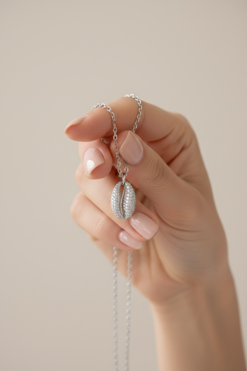 Pure 925 Silver Oyster Love Diamond Studded Pendant with Chain