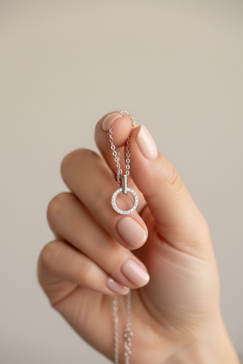 Pure 925 Silver Diamond Studded Maris Pendant with Chain