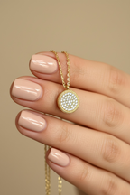 18k Gold finish Liva Pendant with Chain on Pure 925 Silver