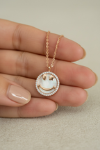 Happy Face Rose Gold Pendant with Chain on Pure 925 Silver