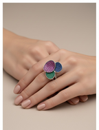 Invisible Setting 3 Petal Floral AMIE Ring On 925 Silver
