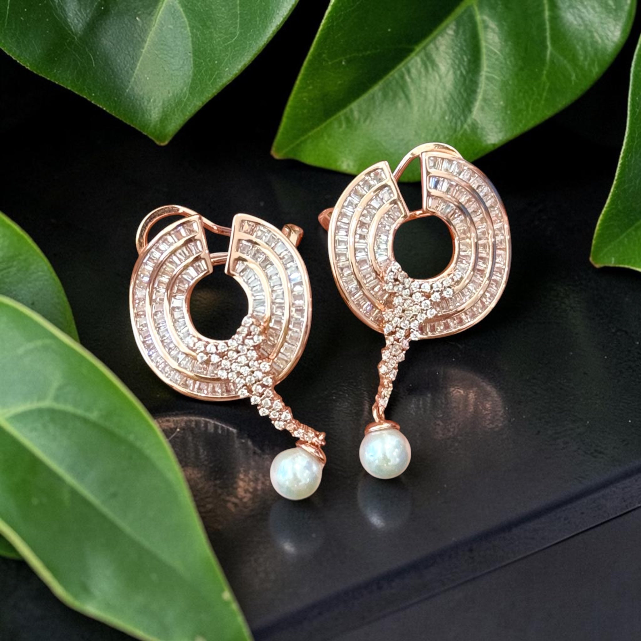 TOVIA Fresh Water Pearl and Diamond Earrings