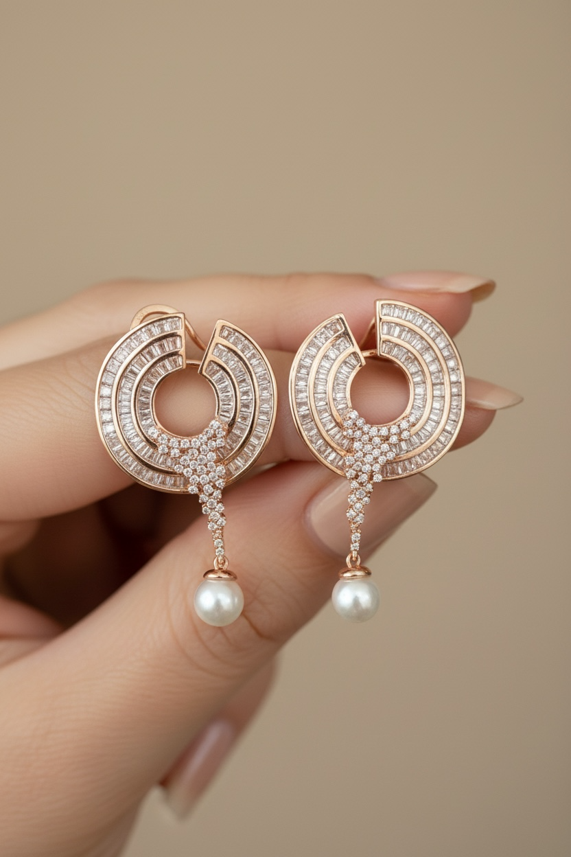 TOVIA Fresh Water Pearl and Diamond Earrings