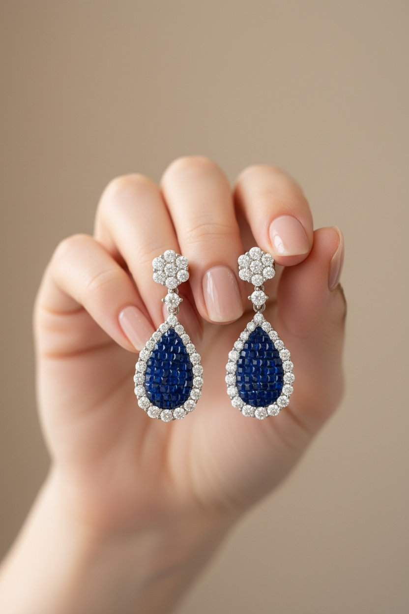 KYRAH Blue Sapphire drop shape Earrings