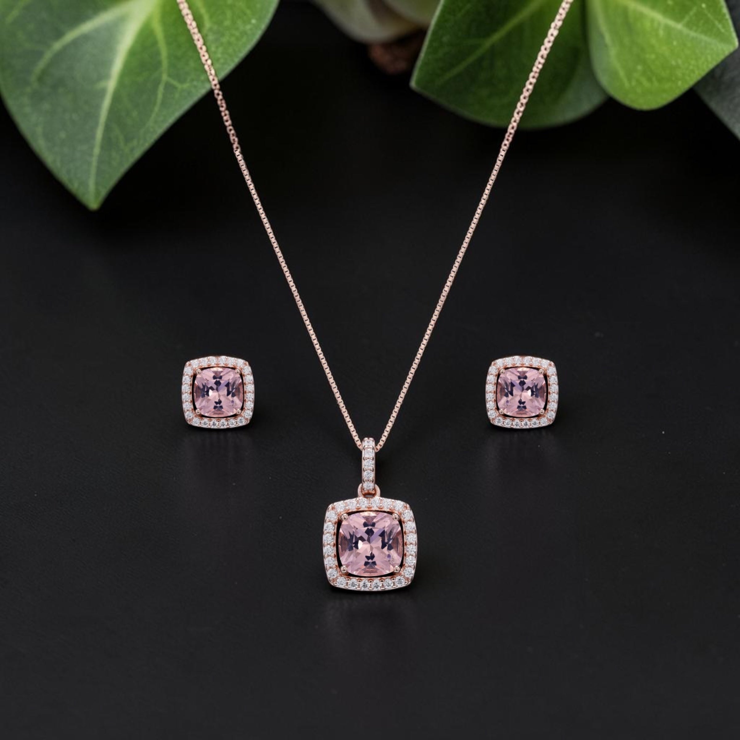 Premium Pink Diamond Cushion Cut Solitaire RORI Pendant Set on Pure 925 Silver