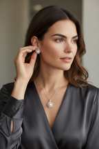 AURE Curvy Fresh Water Pearl Pendant Set on Pure 925 Silver