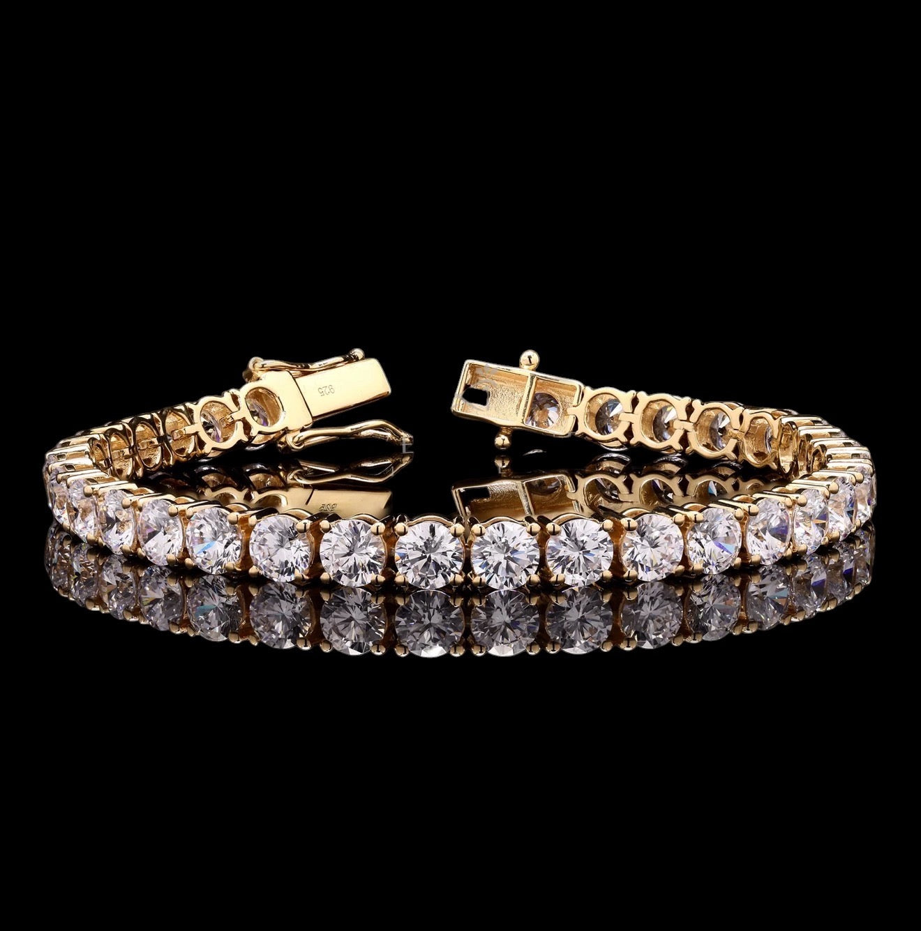 Athena 50 Pointer Premium Gold Finish Tennis Bracelet on Pure 925 Silver