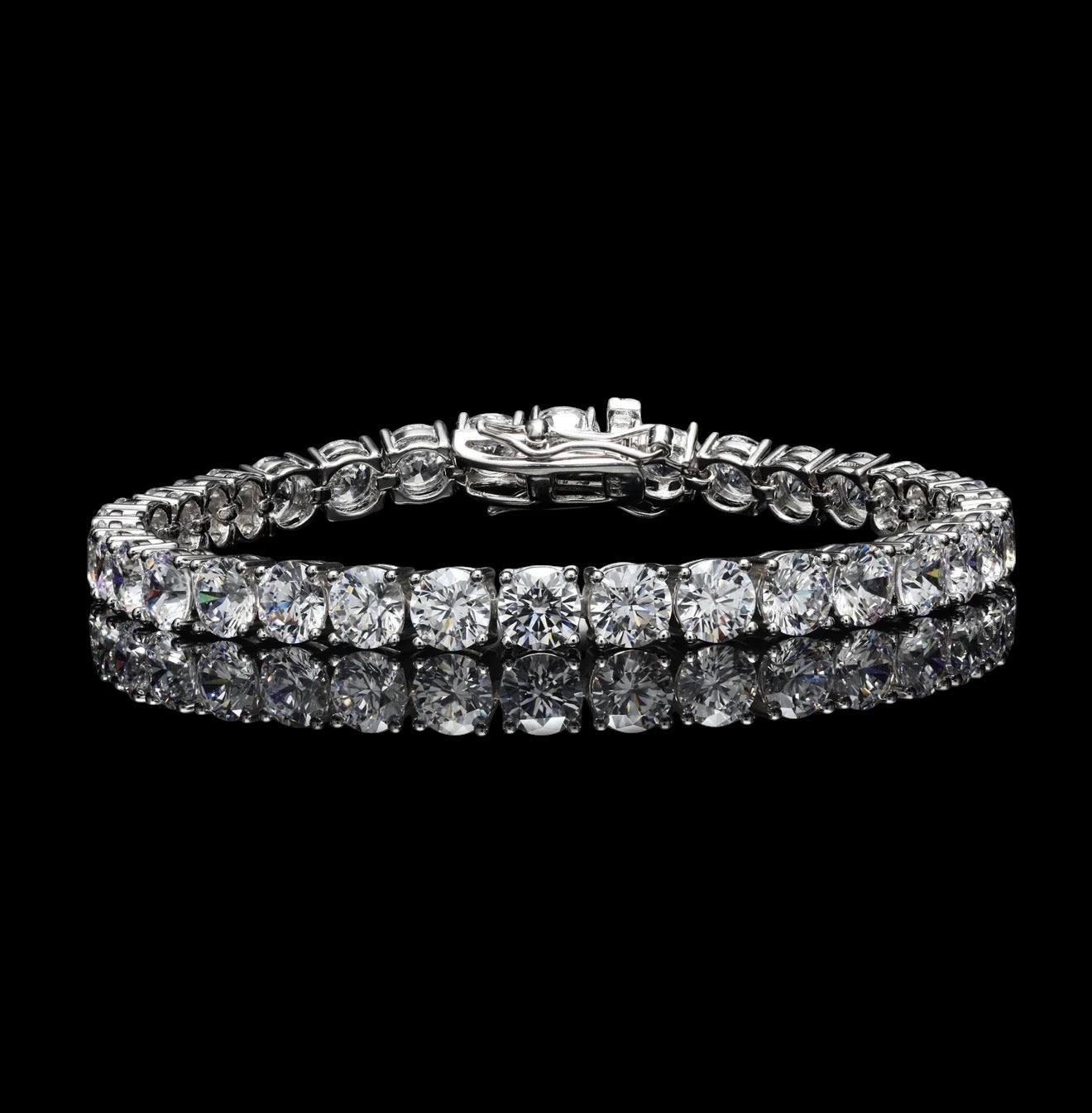 Athena 50 Pointer 50 Pointer Premium White Gold Finish Classic Solitaire Tennis Bracelet on Pure 925 Silver