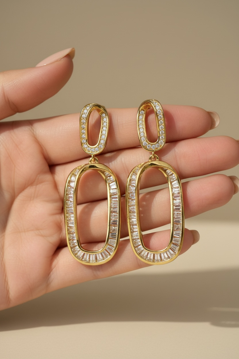 KORA Long Diamond Hoops on pure 925 Silver