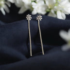 VIDA Diamond Studded with Baguette Skye Long Earring on Pure 925 Silver
