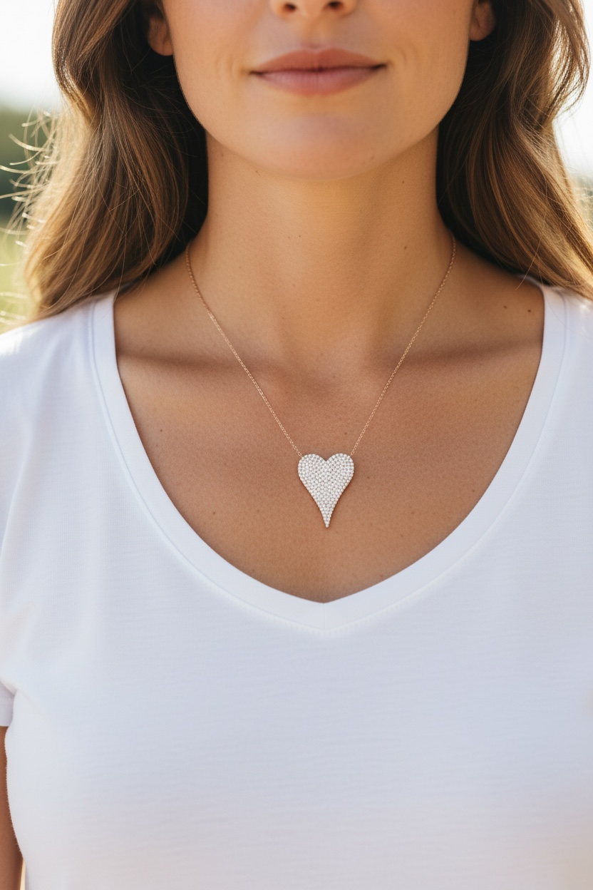 Exclusive Diamond Studded Mila Heart Pendant on Pure 925 Silver