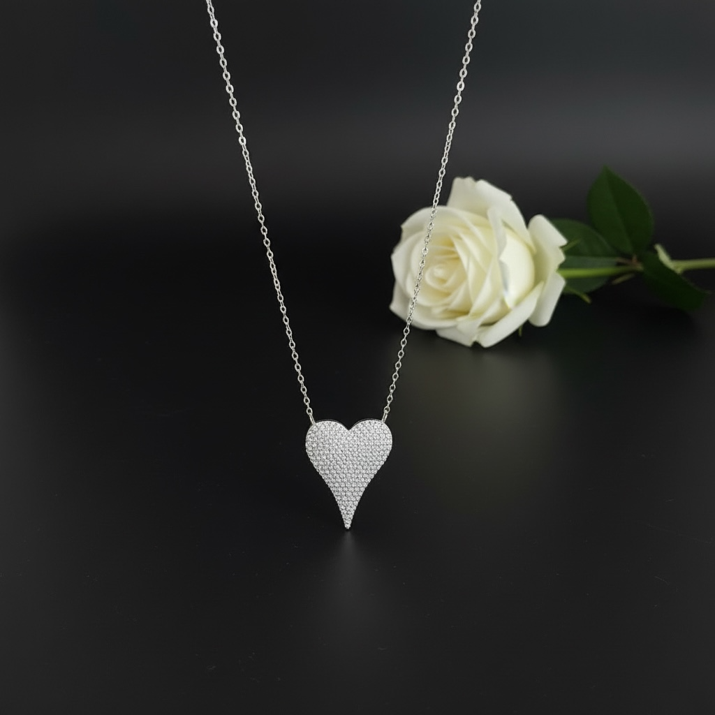 Exclusive Diamond Studded Mila Heart Pendant on Pure 925 Silver