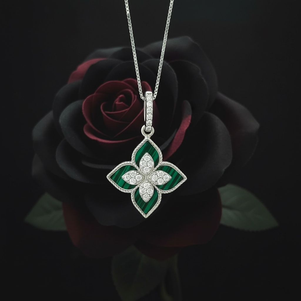 Premium Green Beauty Sina Pendant with Chain on Pure 925 Silver