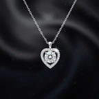 Niral Diamond Studded Heart Pendant with Centre Solitaire on Pure 925 Silver