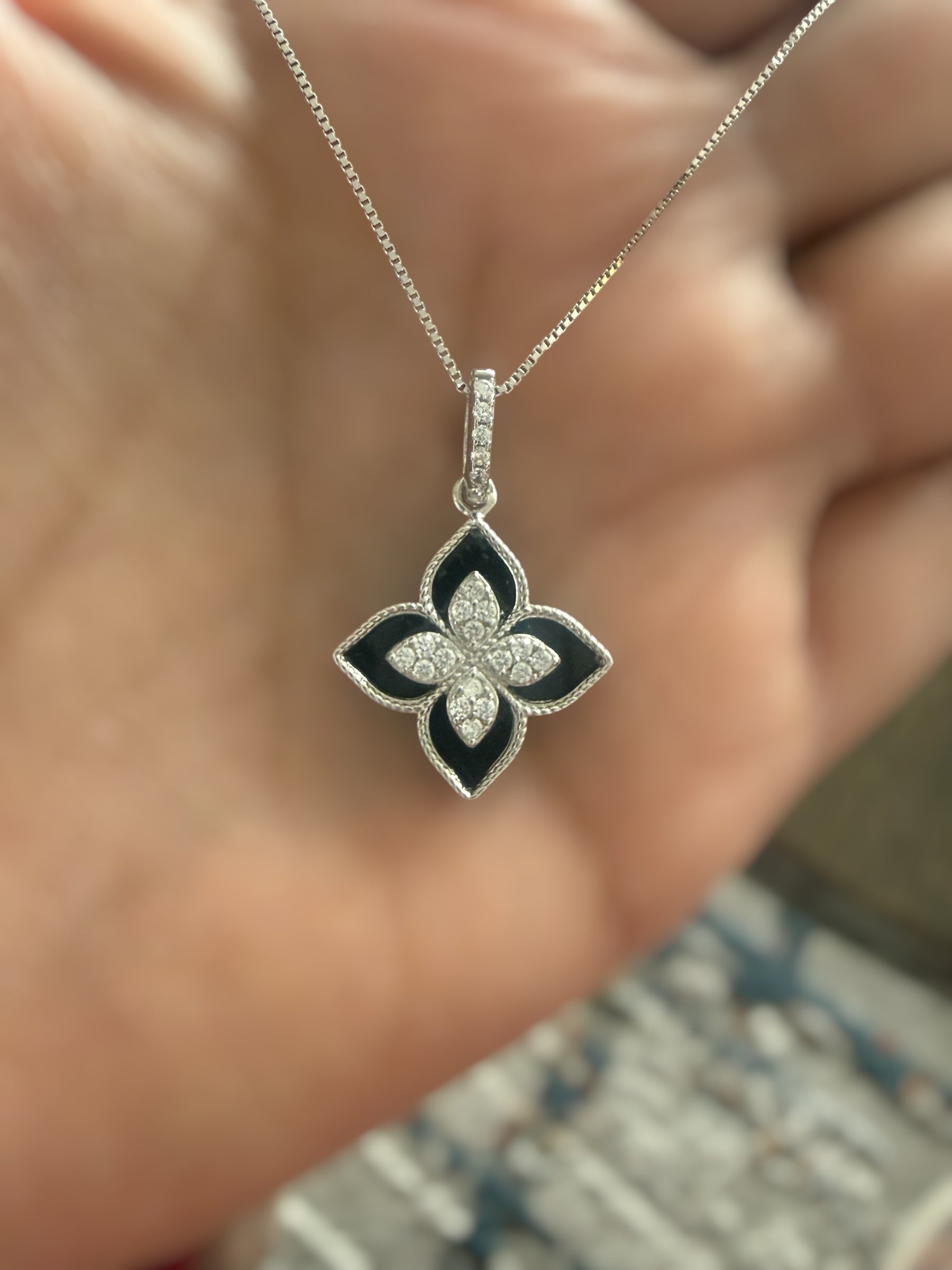 Premium Black Beauty Gina Pendant with Chain on Pure 925 Silver