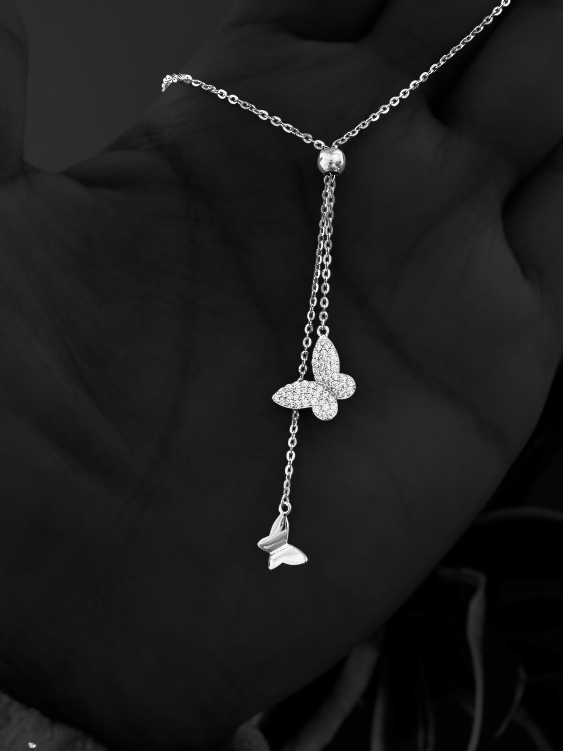 AMOR Butterfly Pendant with Chain on Pure 925 Silver