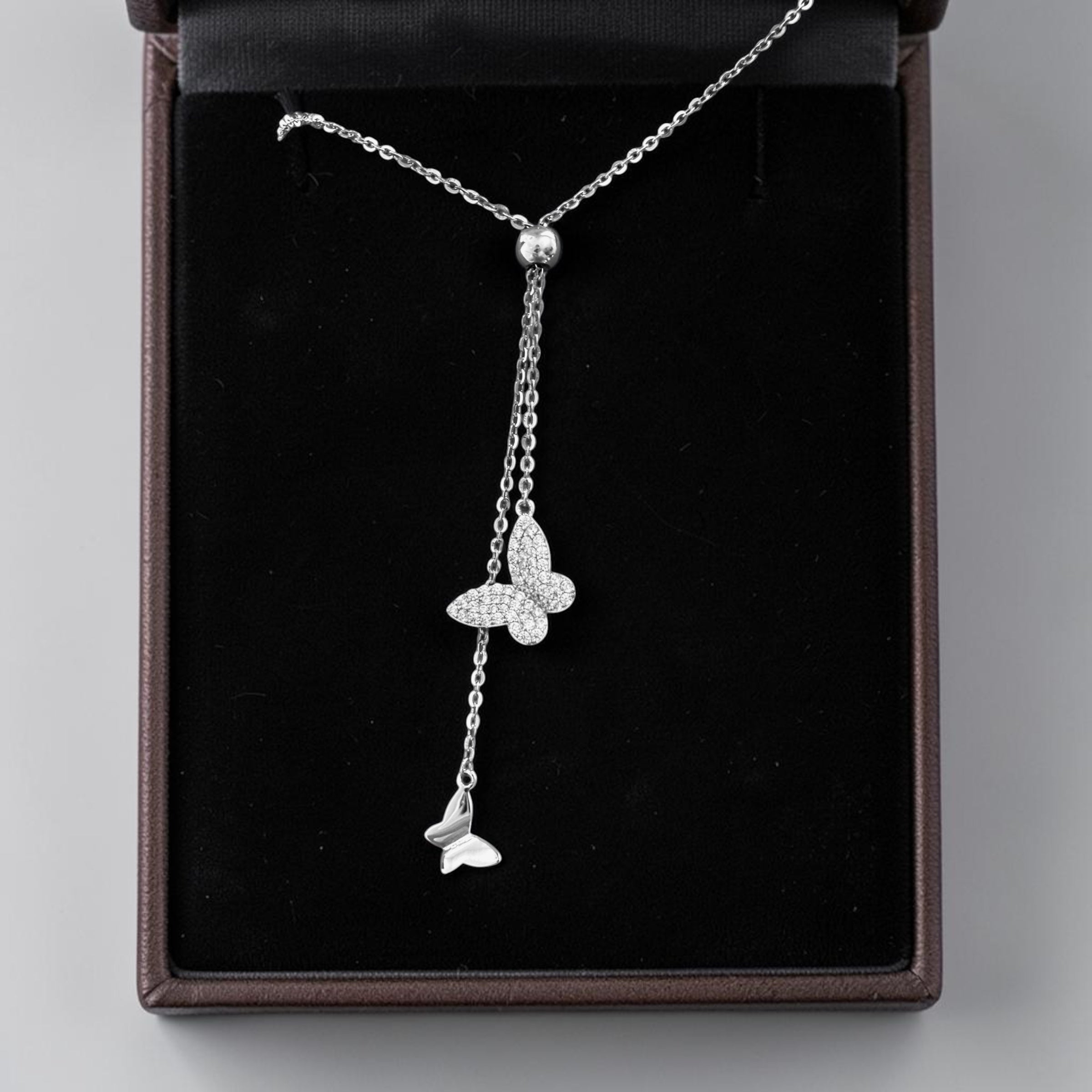 AMOR Butterfly Pendant with Chain on Pure 925 Silver