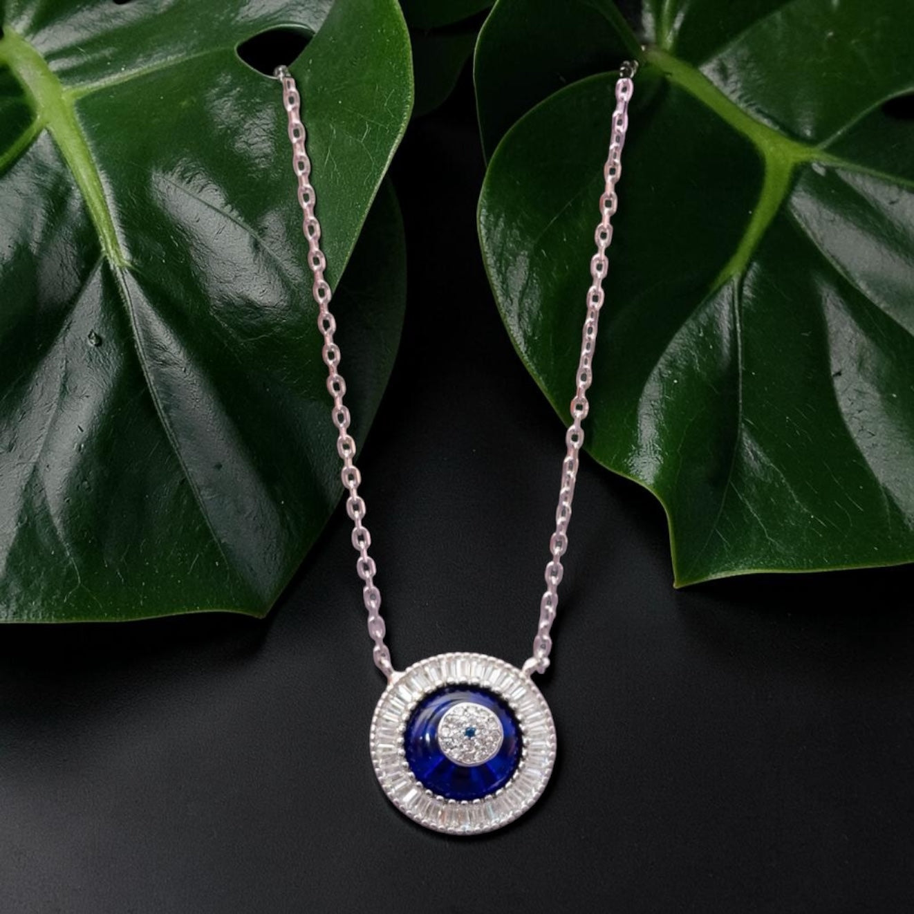 Diamond Studded ARIA Evil Eye Pendant with Chain