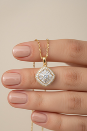 18k Gold Finish Amira Pendant with Chain on Pure 925 Silver