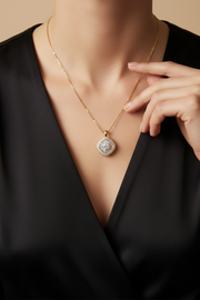 18k Gold Finish Amira Pendant with Chain on Pure 925 Silver