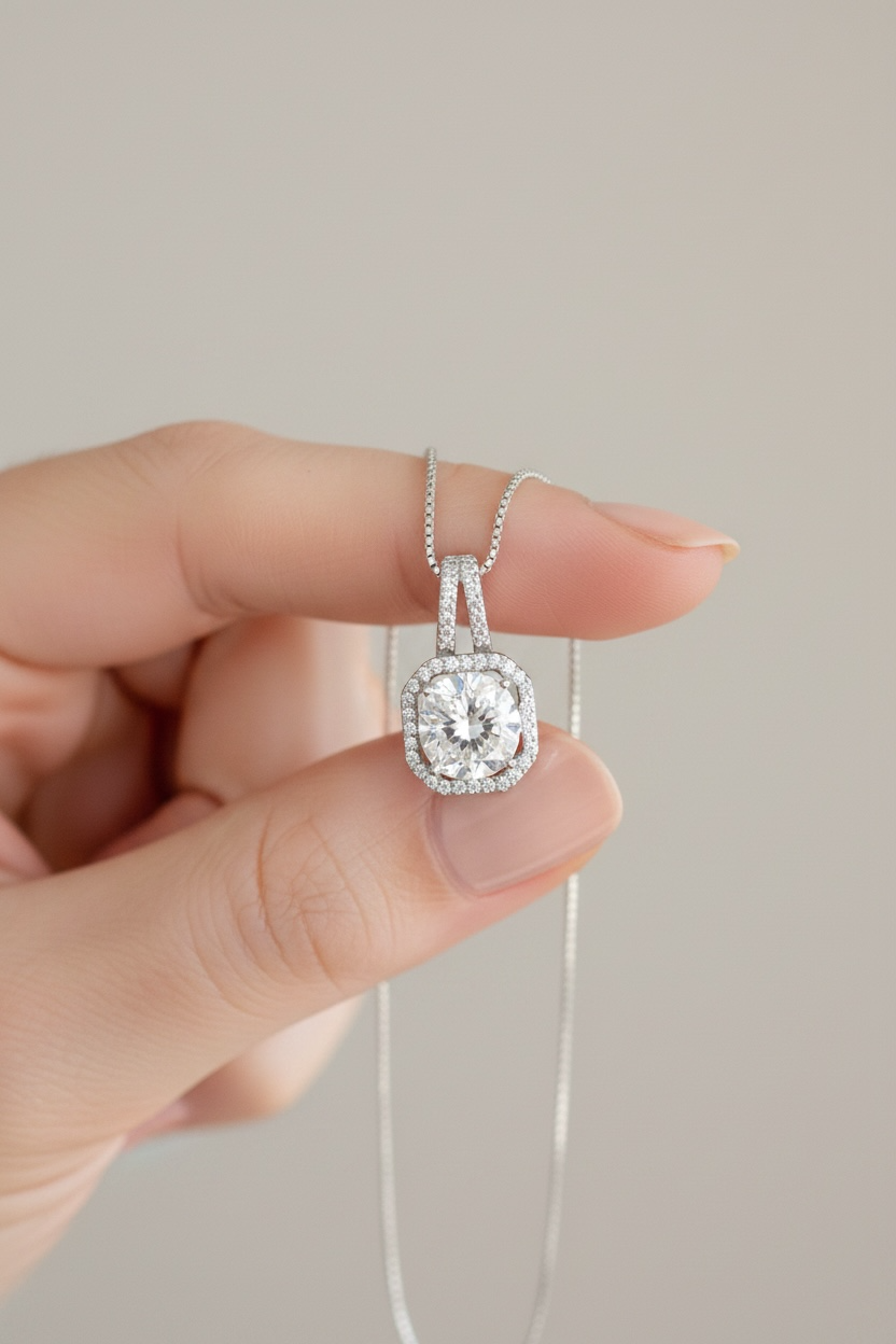 Pure 925 Silver PETRA Solitaire Pendant with Chain