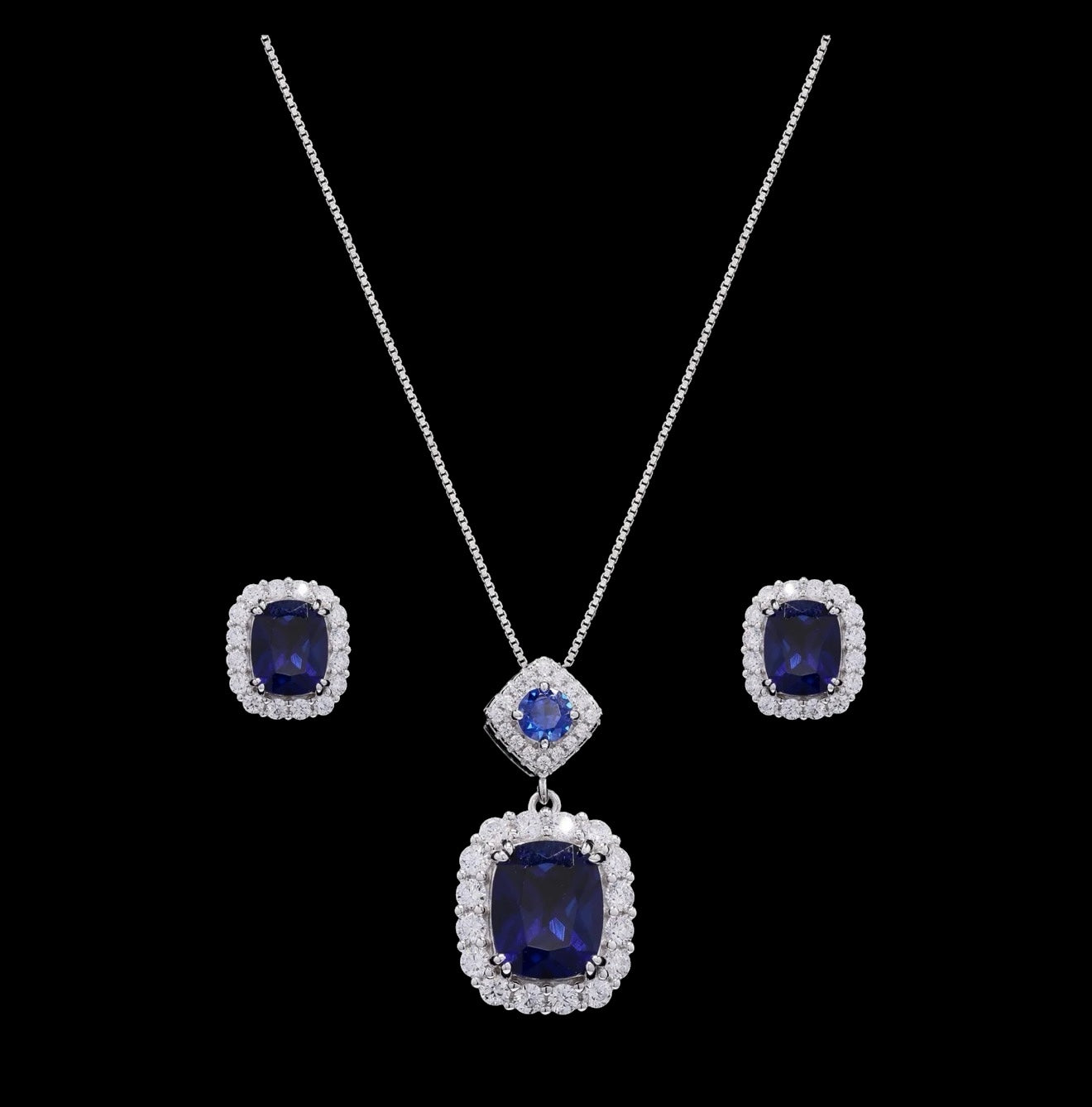 Ultra Premium Vibrant Blue REYSA Pendant Set on Pure 925 Silver