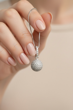 Invisible Setting Disco Ball Rylin Pendant with Chain on Pure 925 Silver
