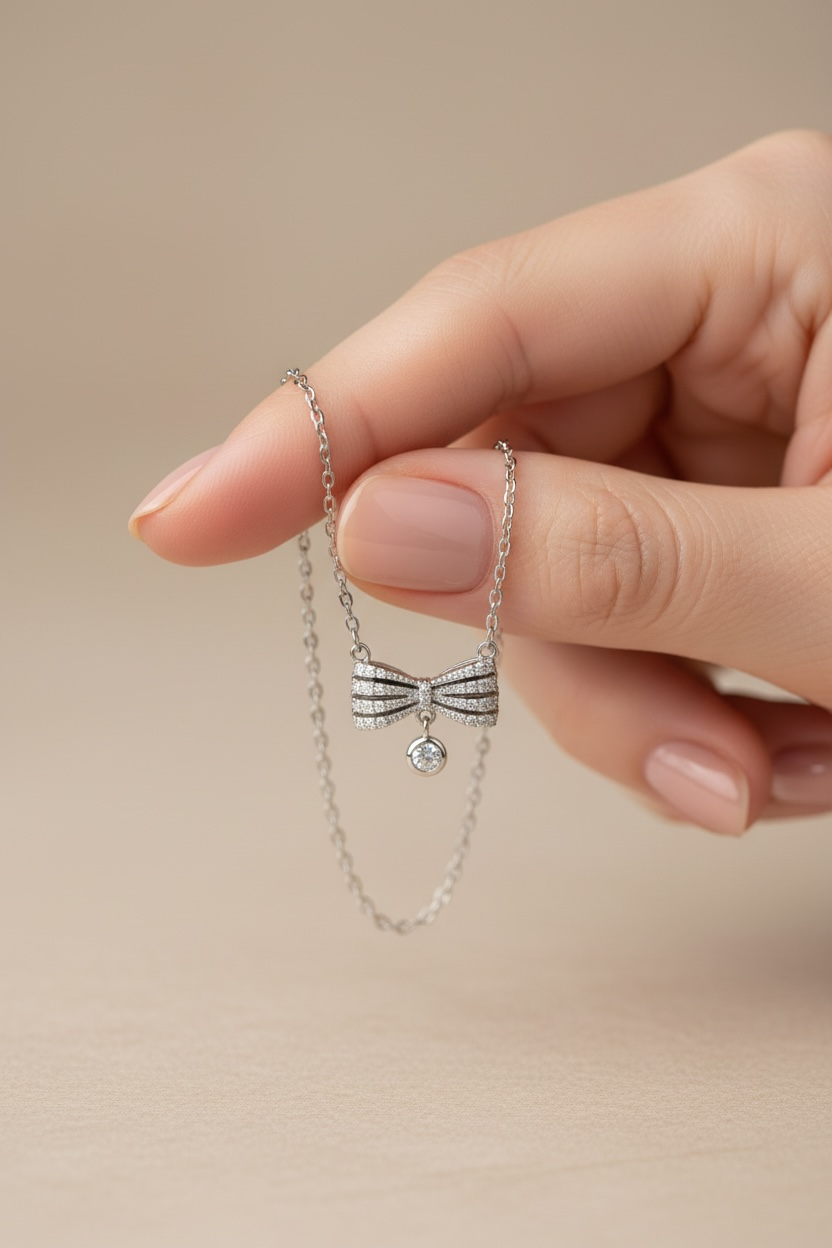 Bow Pendant on Pure 925 Silver