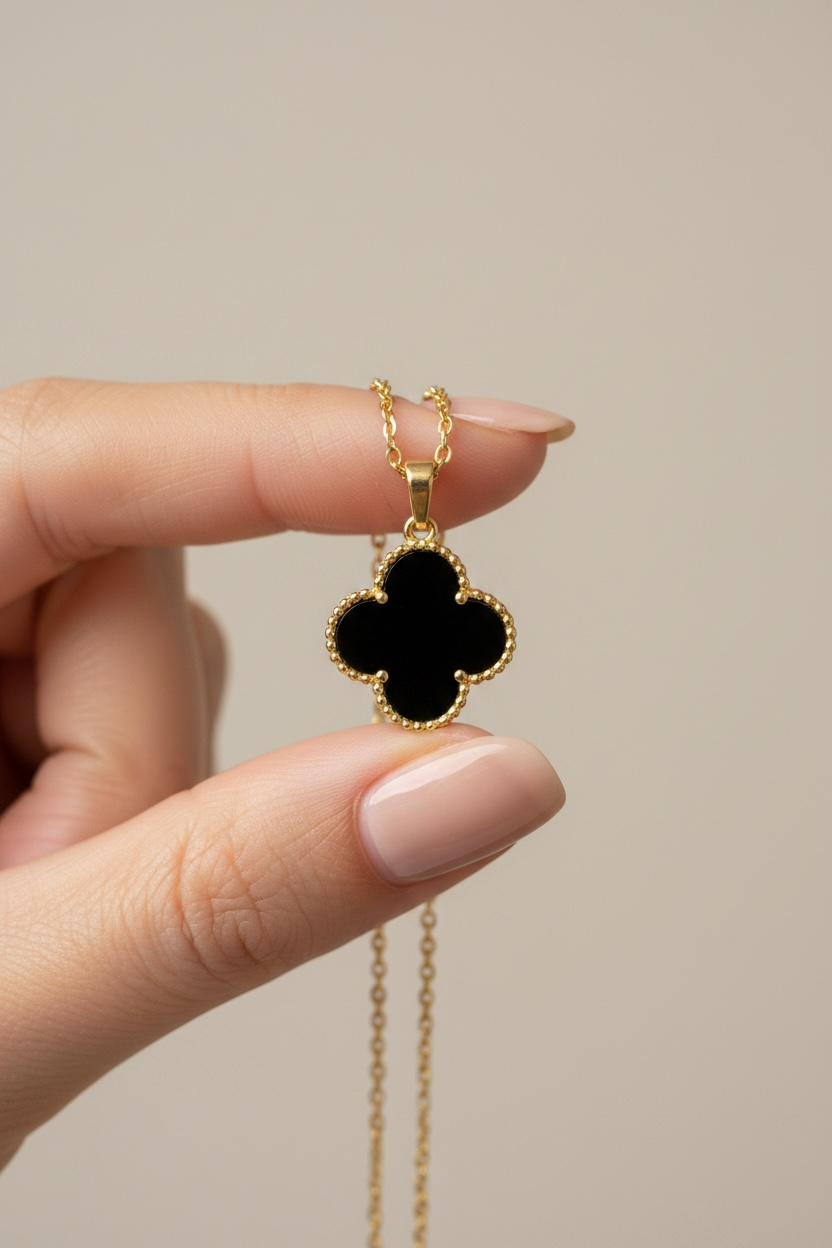18k Gold Finish Elysia Clover Pendant with Chain on Pure 925 Silver