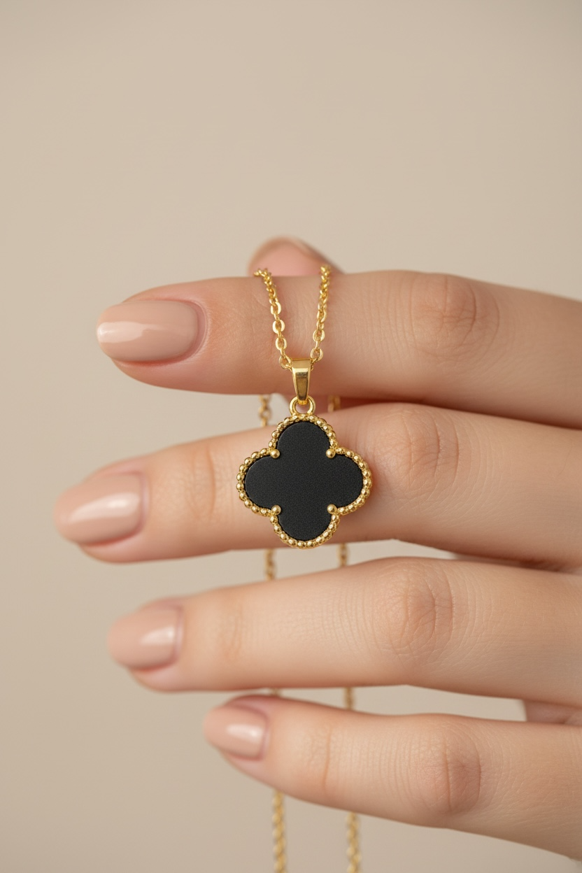 18k Gold Finish Elysia Clover Pendant with Chain on Pure 925 Silver