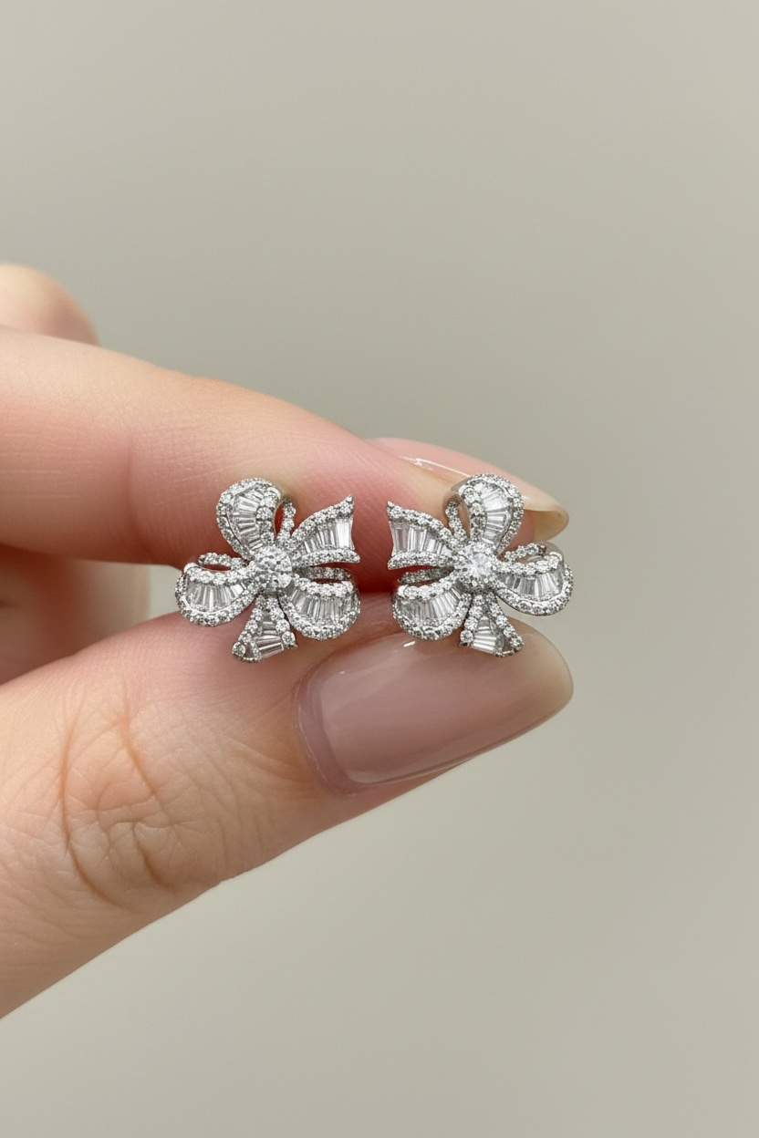 Aural luxury brand inspired earrings in White finish