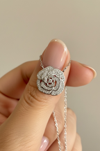 ROIS Rose pendant with chain on pure 925 Silver